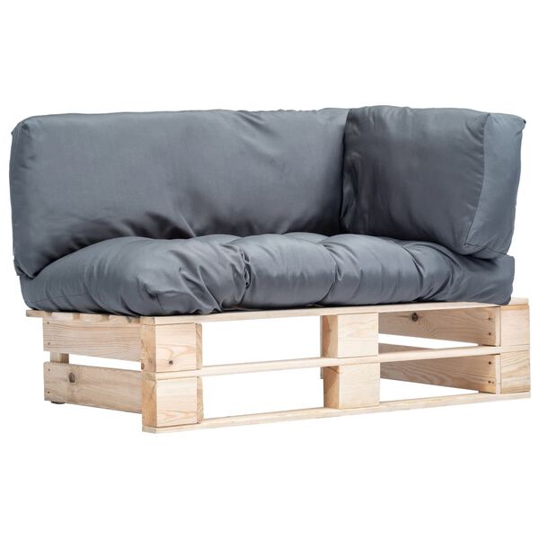 vidaXL Canap&eacute; de jardin palette avec coussins gris Pin&egrave;de