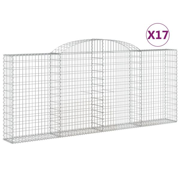 vidaXL Paniers &agrave; gabions arqu&eacute;s 17 pcs 300x30x120/140 cm fer galvanis&eacute;