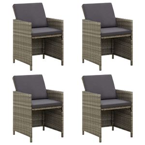 vidaXL Chaises de jardin avec coussins lot de 4 R&eacute;sine tress&eacute;e Gris