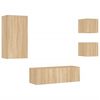 vidaXL Meuble TV muraux 4 pcs avec lumi&egrave;res LED ch&ecirc;ne sonoma