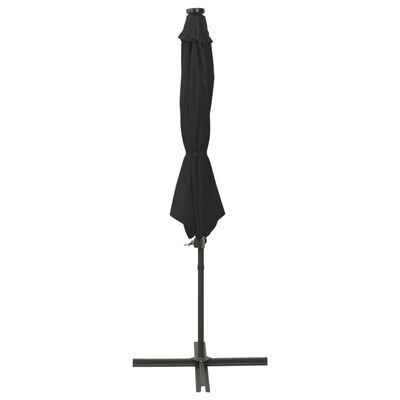 vidaXL Parasol de jardin en porte-à-faux et mât et lumières LED noir