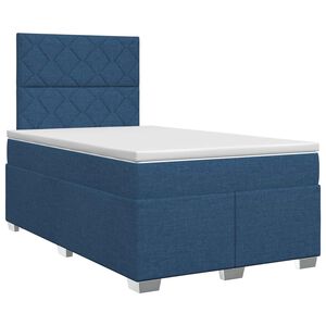 vidaXL Lit boxspring avec matelas Bleu 120 x 190 cm Tissu
