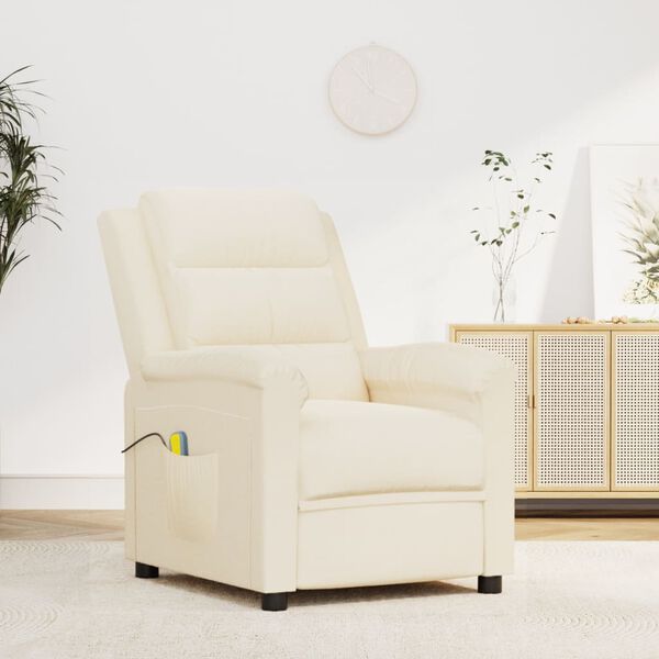 vidaXL Fauteuil de massage Crème Velours