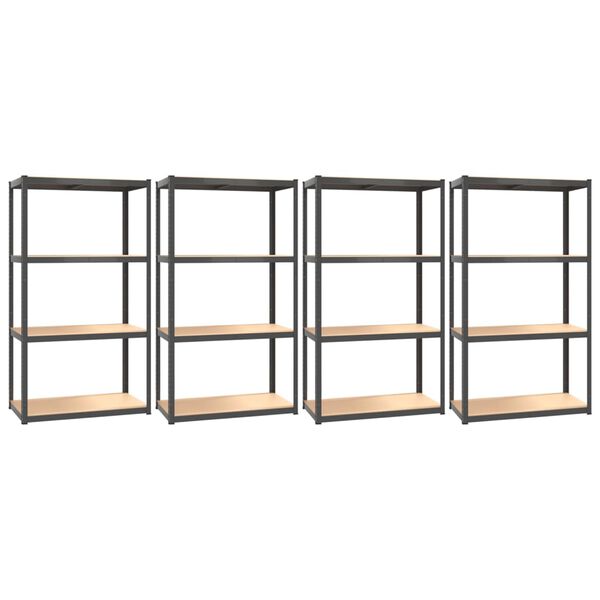 vidaXL &Eacute;tag&egrave;res &agrave; 4 niveaux 4pcs Anthracite Acier et bois d'ing&eacute;nierie