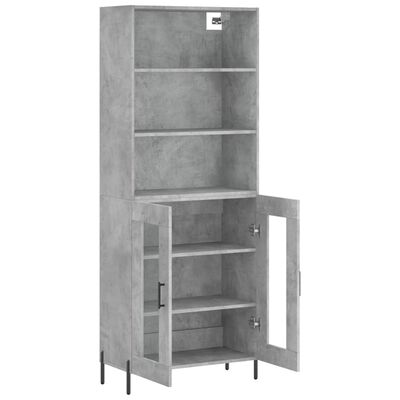 vidaXL Buffet haut Gris béton 69,5x34x180 cm Bois d'ingénierie