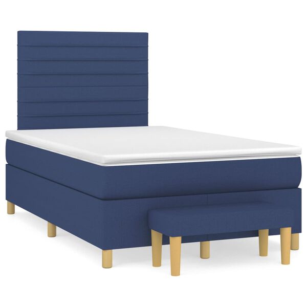 vidaXL Sommier &agrave; lattes de lit avec matelas Bleu 120x200 cm Tissu