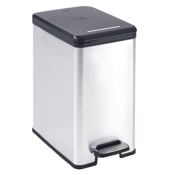 Curver Poubelle &agrave; p&eacute;dale mince Deco 25 L Argent&eacute;