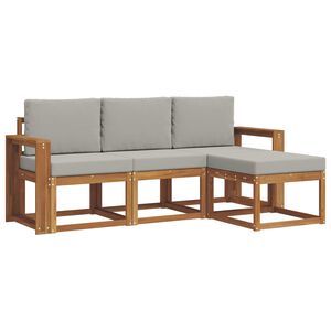 vidaXL Ensemble de canap&eacute;s d'ext&eacute;rieur 4 pc Gris Naturel et Clair