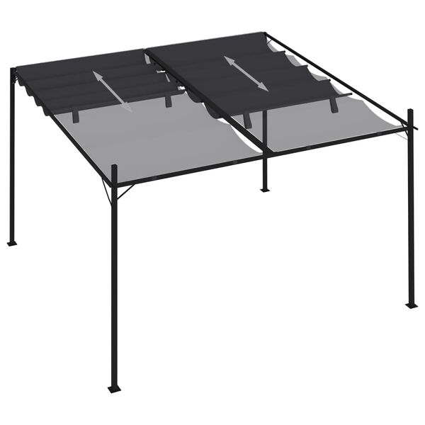 vidaXL Belv&eacute;d&egrave;re avec toit r&eacute;tractable 300x300x233 cm Anthracite