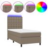 vidaXL Sommier &agrave; lattes de lit et matelas et LED Taupe 100x200cm Tissu