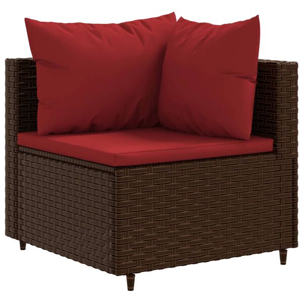 vidaXL Salon de jardin 6 pcs avec coussins Marron Résine tressée