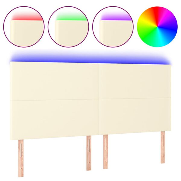 vidaXL T&ecirc;te de lit &agrave; LED Cr&egrave;me 160x5x118/128 cm Similicuir