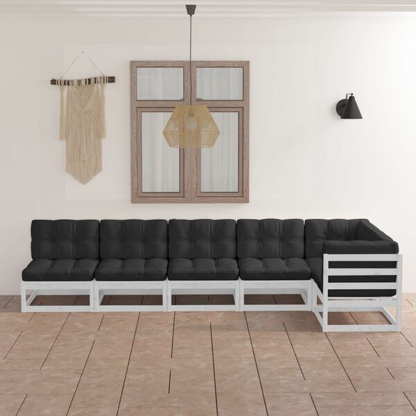 vidaXL Salon de jardin 6 pcs avec coussins Bois de pin massif
