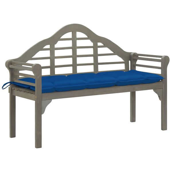 vidaXL Banc de jardin avec coussin 135 cm Bois d'acacia massif Gris