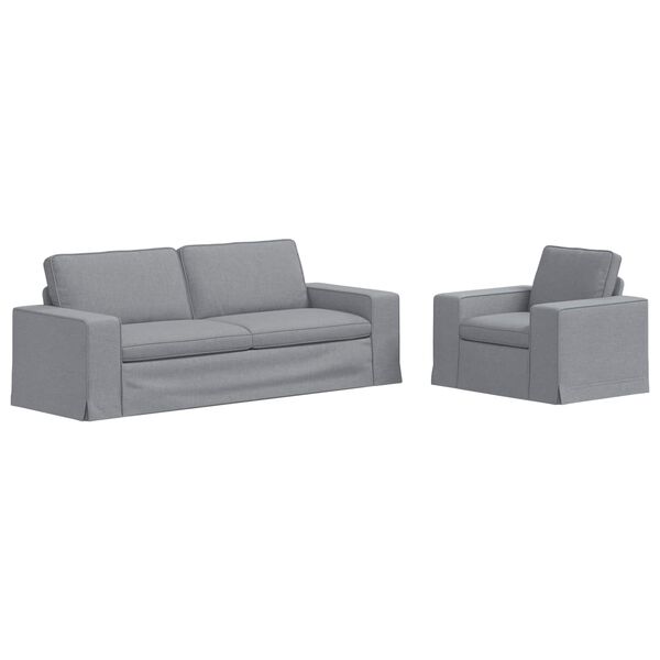 vidaXL Canap&eacute; 2 pcs Gris clair