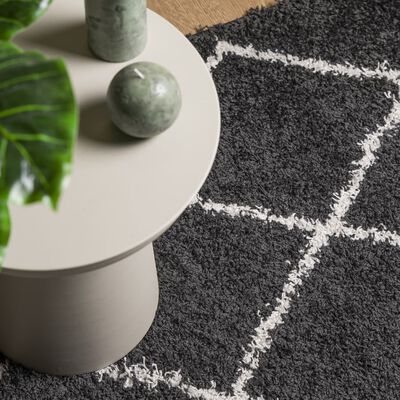 vidaXL Tapis shaggy à poils longs moderne noir et crème 120x170 cm