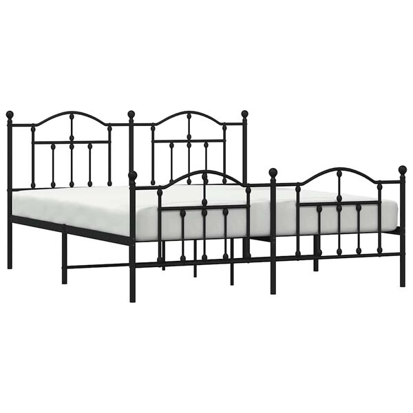 vidaXL Cadre de lit m&eacute;tal sans matelas avec pied de lit noir 160x200cm