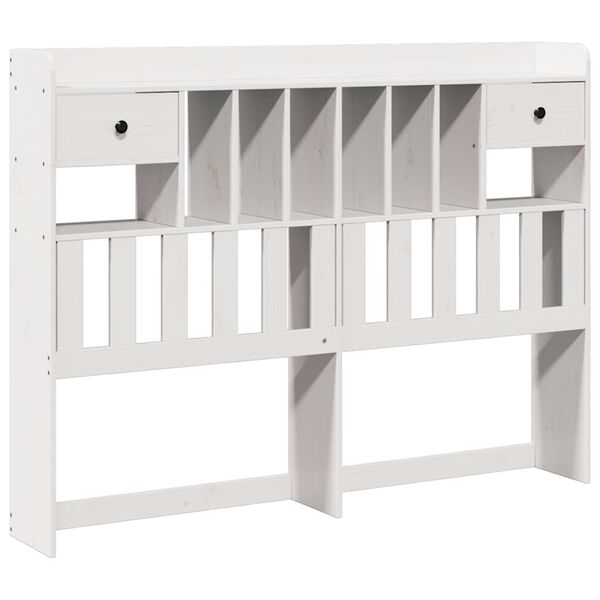vidaXL T&ecirc;te de lit avec rangement blanc 140 cm bois massif de pin