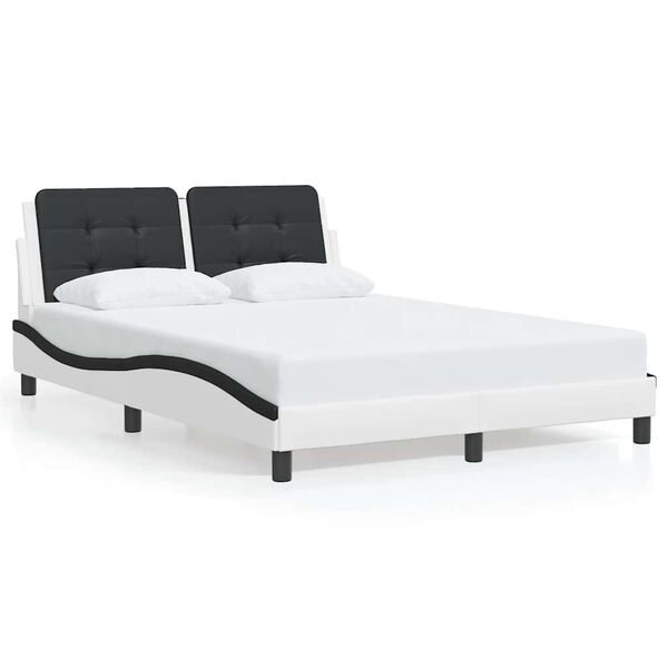vidaXL Cadre de lit sans matelas Zadar blanc et noir 140x200 cm similicuir