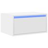 vidaXL Table de chevet murale avec lumi&egrave;res LED blanc
