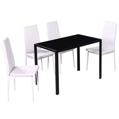 vidaXL Ensemble de table à manger cinq pièces noir et blanc