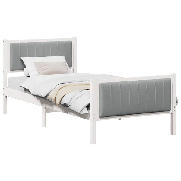 vidaXL Cadre de lit Blanc et gris clair 90 x 200 cm Bois massif en pin