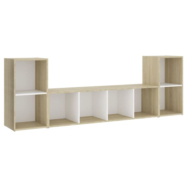 vidaXL Ensemble de meubles TV 3 pcs Blanc ch&ecirc;ne sonoma Bois ing&eacute;nierie