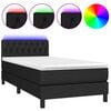 vidaXL Sommier &agrave; lattes de lit avec matelas et LED Noir 90x190cm Tissu