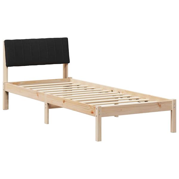 vidaXL Cadre de lit Marron et noir 75 x 190 cm Bois massif en pin