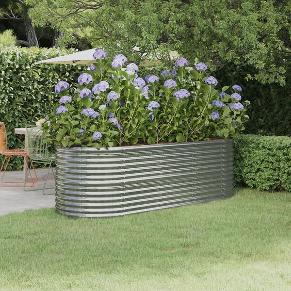 vidaXL Lit sur&eacute;lev&eacute; de jardin Acier galvanis&eacute; Argent&eacute;