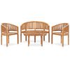 vidaXL Salon de jardin 4 pcs en forme de banane Bois de teck solide