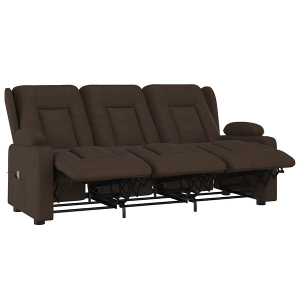 vidaXL Fauteuil inclinable porte-gobelets 3 places marron similicuir