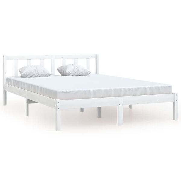 vidaXL Cadre de lit sans matelas blanc bois massif