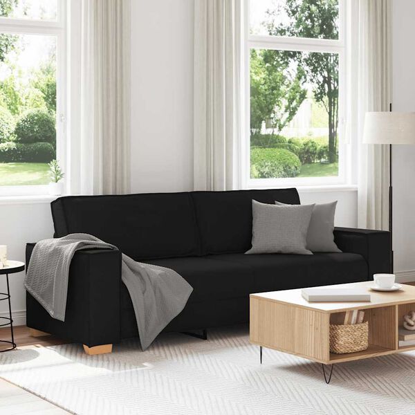 vidaXL Canap&eacute; 3 places Noir 220x78x84 cm Tissu