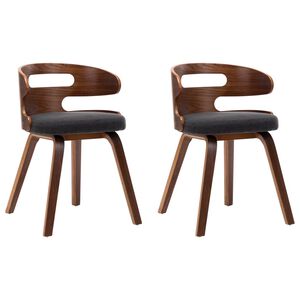 vidaXL Chaises &agrave; manger lot de 2 gris fonc&eacute; bois courb&eacute; et tissu