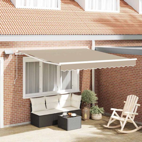 vidaXL Auvent R&eacute;tractable Beige 350 x 250 cm Tissu et acier