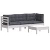 vidaXL Salon de jardin 4 pcs avec coussins anthracite Bois de pin