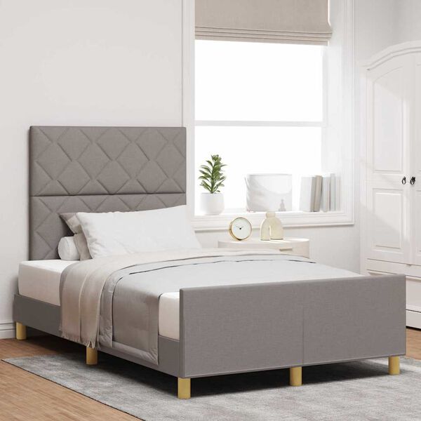 vidaXL Cadre de lit avec t&ecirc;te de lit Taupe 120 x 200 cm tissu