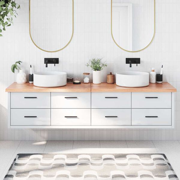 vidaXL Comptoir de salle de bain marron 200x50x(2-4) cm bois trait&eacute;