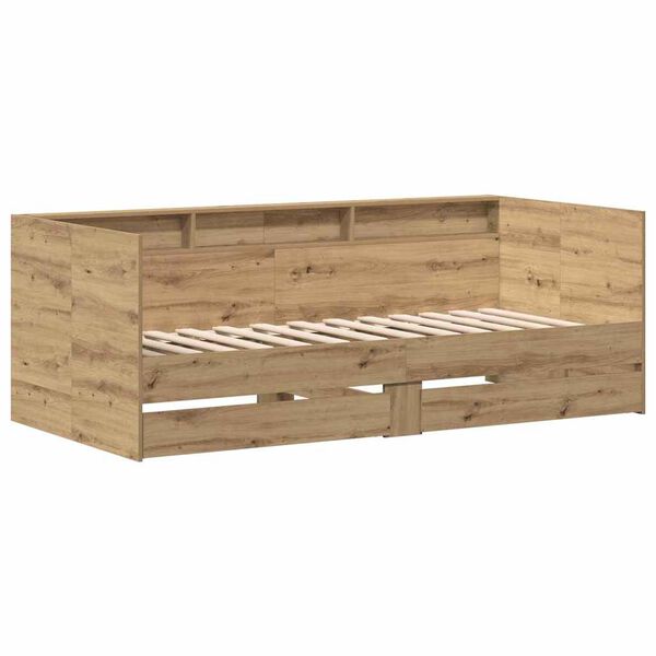vidaXL Lit d'appoint Ch&ecirc;ne artisanal 75 x 190 cm Bois d'ing&eacute;nierie