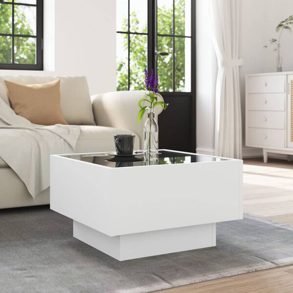 vidaXL Table basse avec LED blanc 50x50x30 cm bois d'ing&eacute;nierie