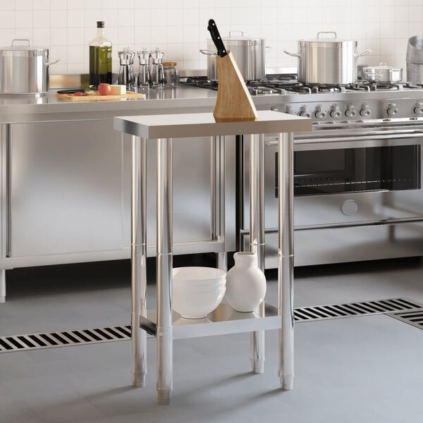 vidaXL Table de travail de cuisine 55x55x85 cm acier inoxydable