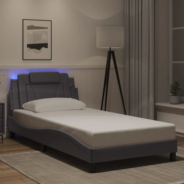 vidaXL Cadre de lit Viana avec LED sans matelas gris 100x200 cm