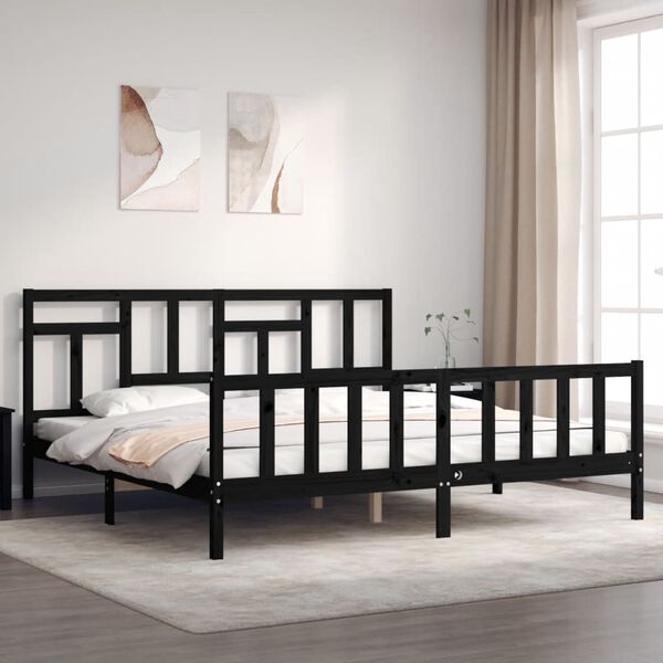 vidaXL Cadre de lit sans matelas noir 200x200 cm bois massif de pin