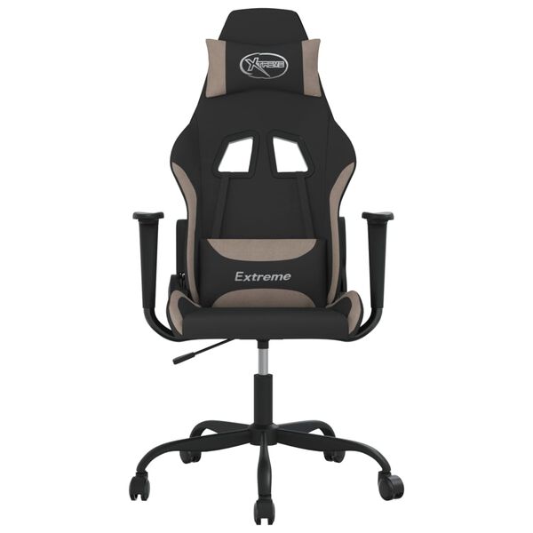 vidaXL Chaise de jeu de massage Noir et taupe Tissu