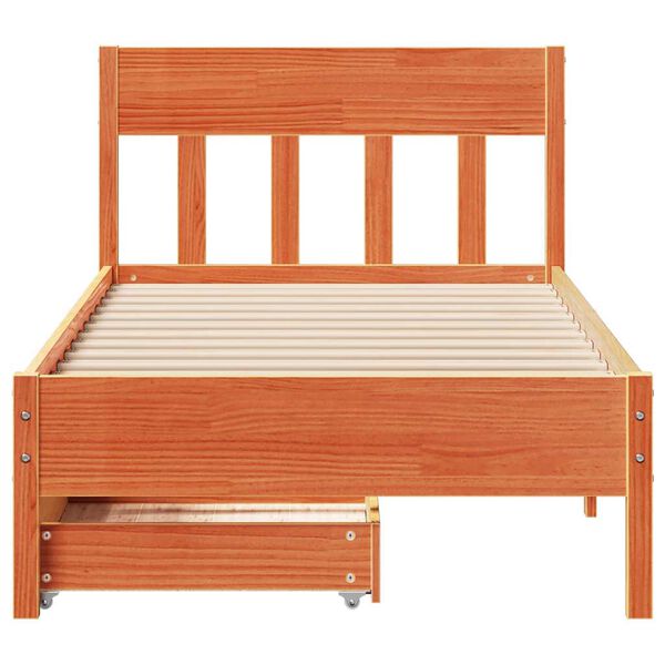 vidaXL Cadre de lit sans matelas cire marron 90x200 cm bois pin massif