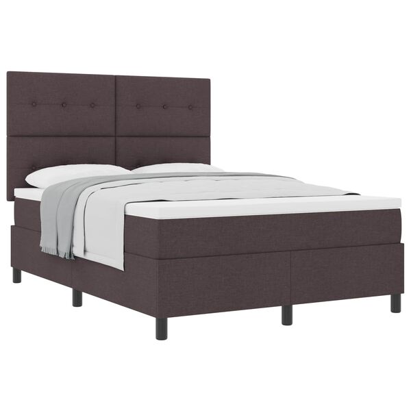 vidaXL Lit &agrave; ressorts avec matelas Marron fonc&eacute; 140 x 200 cm tissu