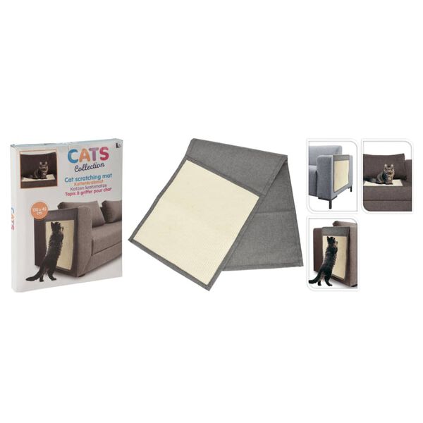 Pets Collection Tapis &agrave; gratter pour chat gris 130x45 cm