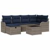 vidaXL Ensemble de canap&eacute; de jardin 7 pc Gris et marine polyrotin