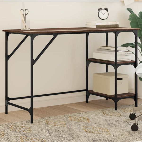 vidaXL Bureau ch&ecirc;ne marron 120x50x75 cm m&eacute;tal et bois d'ing&eacute;nierie